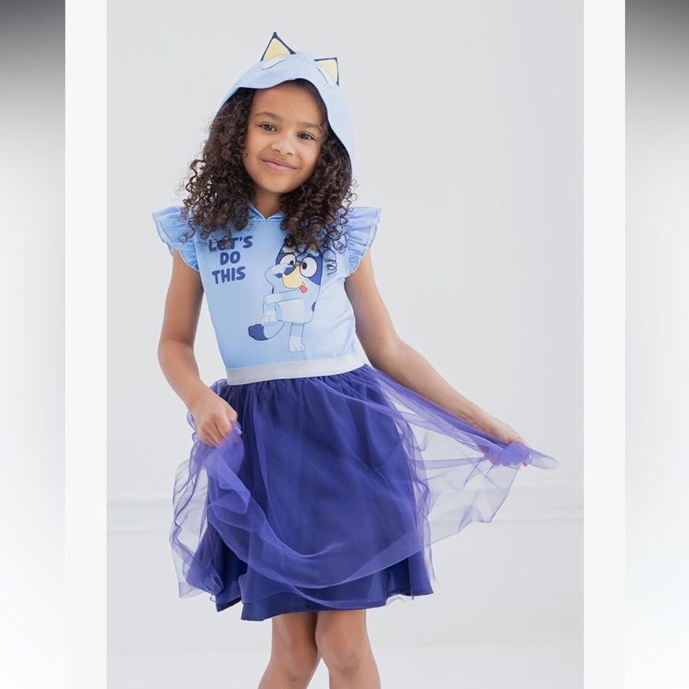 New Bluey Mesh Cosplay Dress with Hood in size 4T